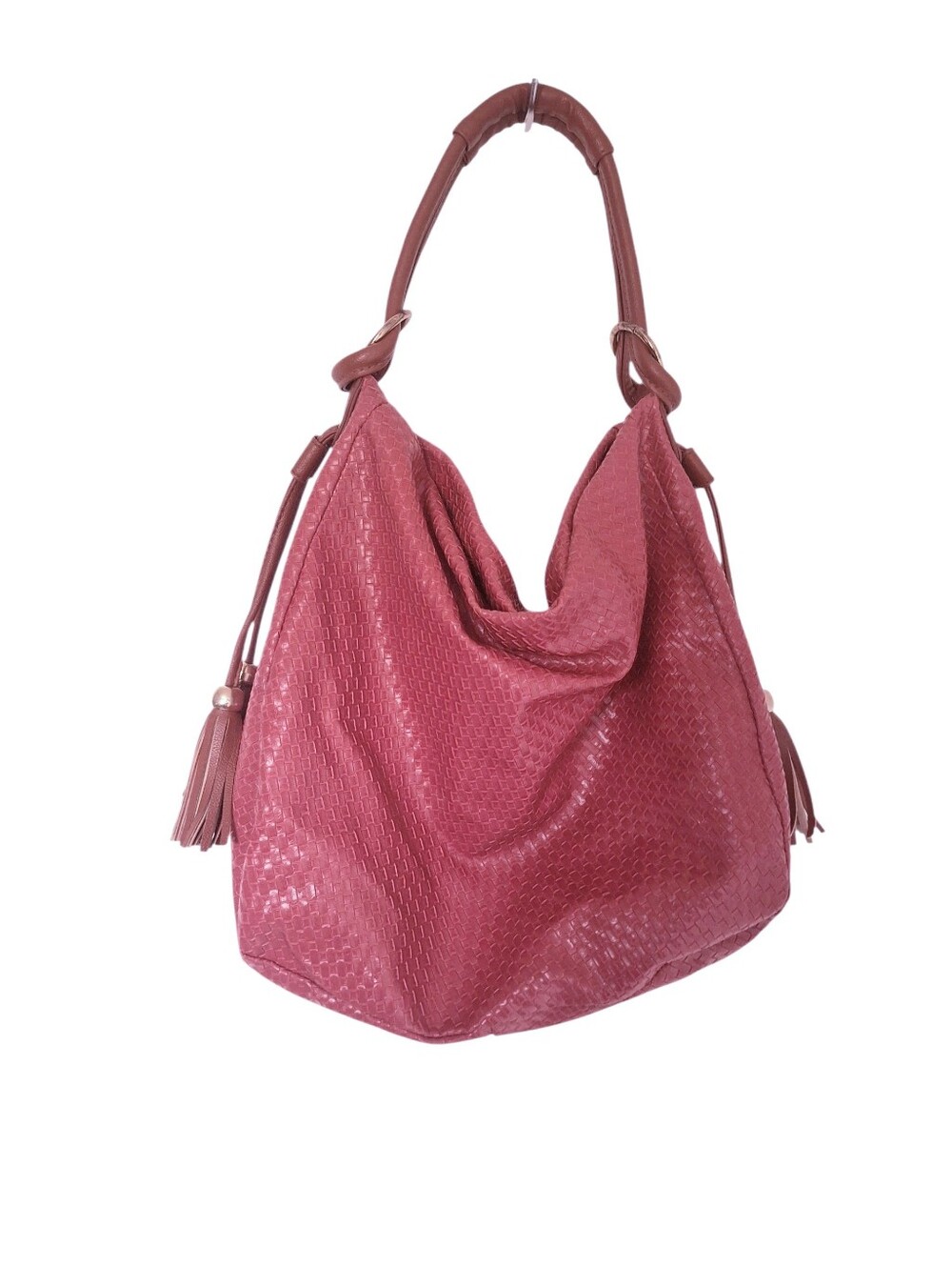 Cato Coral Pink Slouchy Hobo Shoulder Bag with Side Tassels